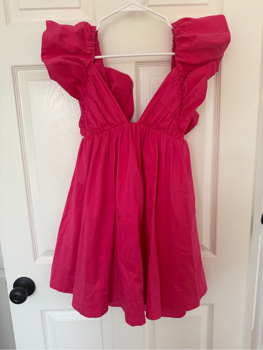 For Love & Lemons Clementine Pink Mini Dress with Ruffle Shoulders
